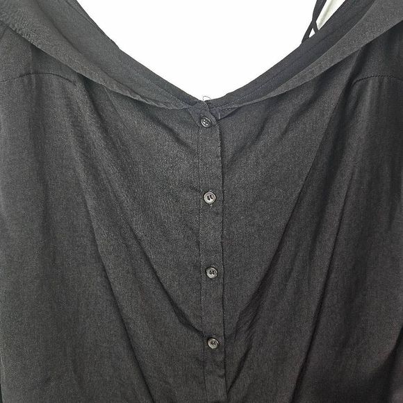FREE PEOPLE Black Walk This Way Button Up Bell Sleeve Blouse Top Size: X-Small - Picture 2 of 7